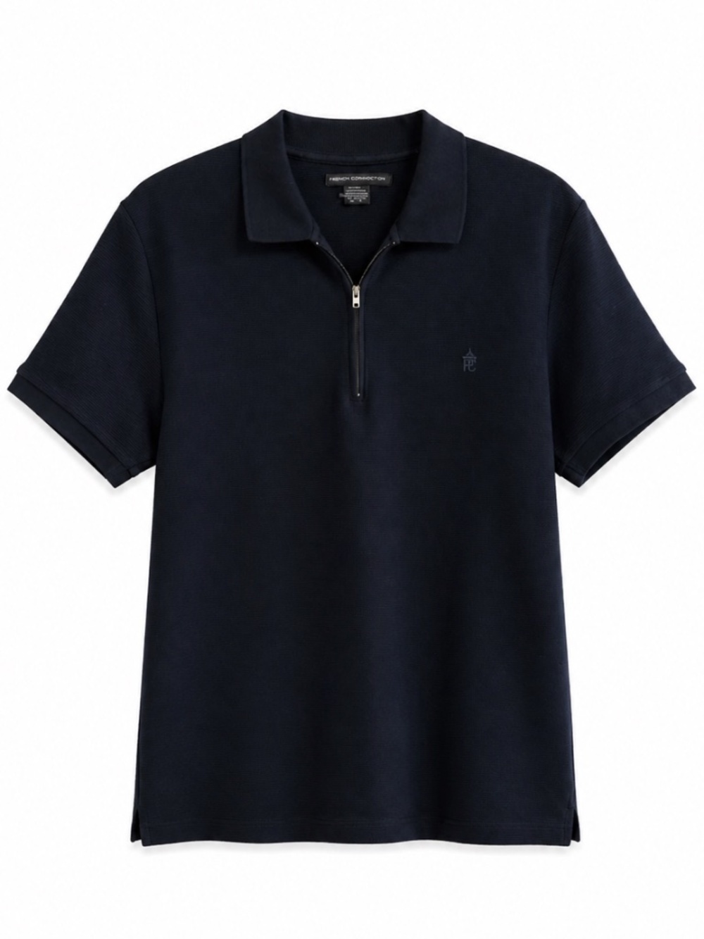 French Connection Navy Blue Ribbed Half Zip Polo Shirt – Size Large EUC